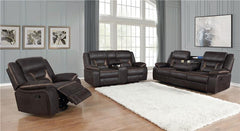 Greer 3-piece Upholstered Reclining Sofa Set Brown - 651354-S3
