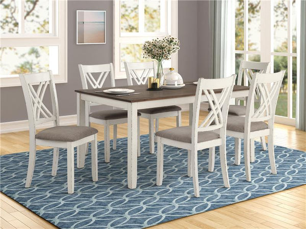 Fortress 7-piece Dining Set Chestnut and Vintage White - 190721