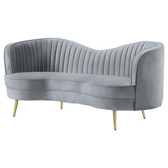 Sophia Upholstered Channel Tufted Loveseat Grey - 506865
