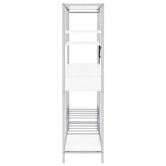 Figueroa 5-shelf Wine Cabinet with Storage Drawer White High Gloss and Chrome - 182034