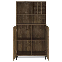 Mendoza 2-door Wine Cabinet Rustic Oak Herringbone and Gunmetal - 182082