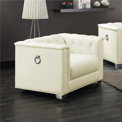 Chaviano Upholstered Track Arm Accent Chair Pearl White - 505393