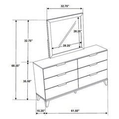 Mays 6-drawer Dresser with Mirror Walnut - 215963M