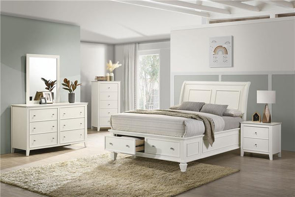 Selena 5-piece Full Bedroom Set Cream White - 400239F-S5