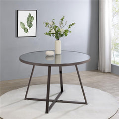 Jillian Round Dining Table with Tempered Mirror Top Black Nickel - 120630
