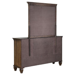 Franco 5-drawer Dresser with Mirror with 2 Louvered Doors Burnished Oak - 200973M