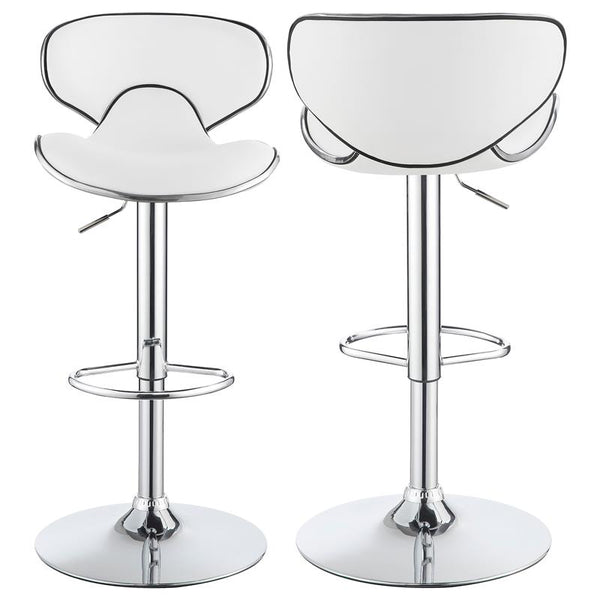 Edenton Upholstered Adjustable Height Bar Stools White and Chrome (Set of 2) - 120389