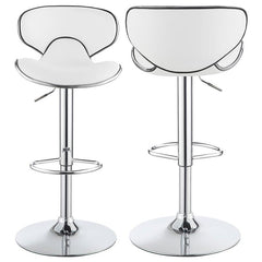Edenton Upholstered Adjustable Height Bar Stools White and Chrome (Set of 2) - 120389