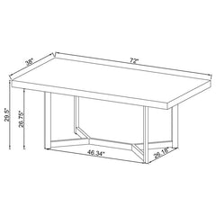 Benson Rectangular Trestle Base Dining Table Dark Oak and Chrome - 107121