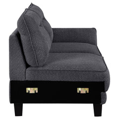 Caspian Upholstered Curved Arm Chaise Sectional Sofa Grey - 509540