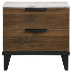 Mays 2-drawer Nightstand Walnut Brown with Faux Marble Top - 215962