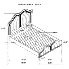 Evangeline Wood Queen LED Panel Bed Silver Oak - 223391Q