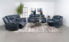 Sloane 3-piece Upholstered Reclining Sofa Set Blue - 610271-S3