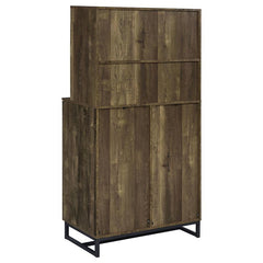 Mendoza 2-door Wine Cabinet Rustic Oak Herringbone and Gunmetal - 182082