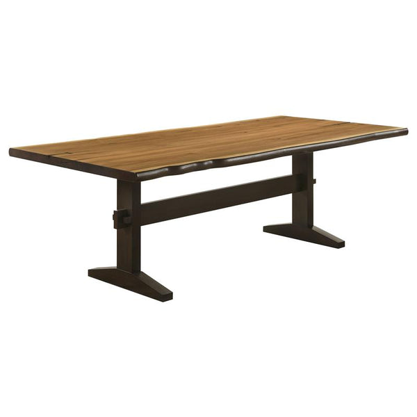Bexley Live Edge Trestle Dining Table Natural Honey and Espresso - 110331