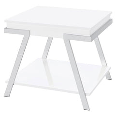 Marcia Rectangular Side End Table White High Gloss - 708157