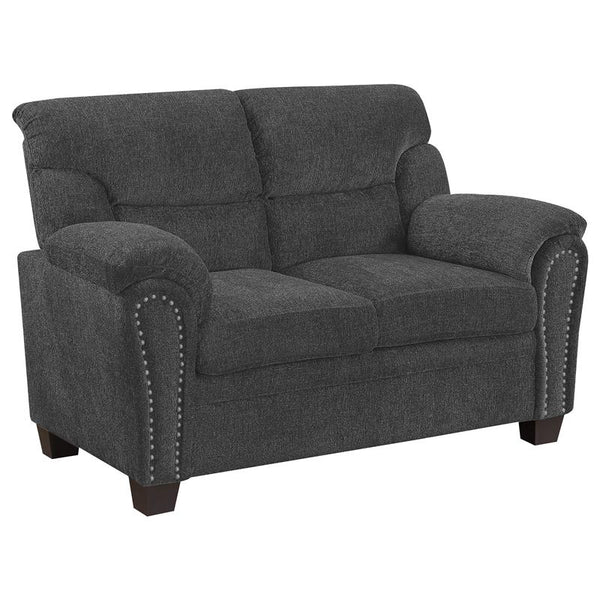 Clementine Upholstered Padded Arm Loveseat Grey - 506575