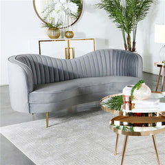 Sophia Upholstered Channel Tufted Loveseat Grey - 506865