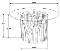 Asbury Round Glass Top Dining Table Clear and Natural Teak - 109511BG