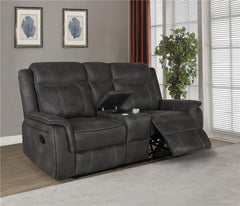 Lawrence 2-piece Upholstered Reclining Sofa Set Charcoal - 603504-S2