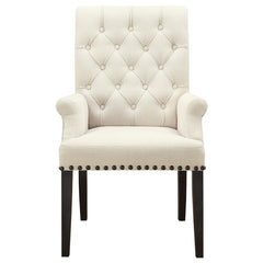 Alana Upholstered Arm Chair Beige and Smokey Black - 107283