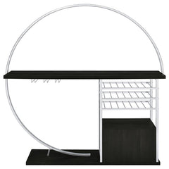 Risley 2-door Circular LED Home Bar with Wine Storage Dark Charcoal - 182799