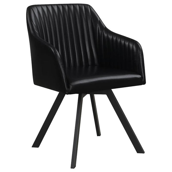 Arika Tufted Sloped Arm Swivel Dining Chair Black and Gunmetal - 193372BLK