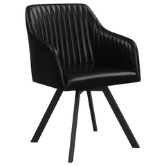 Arika Tufted Sloped Arm Swivel Dining Chair Black and Gunmetal - 193372BLK