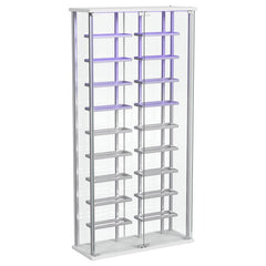 Montara Tempered Glass Wine Storage Display Curio Cabinet with LED Lighting Chrome - 182037