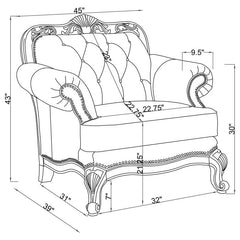 Victoria 3-piece Full Leather Upholstered Sofa Set Brown - 500681-S3