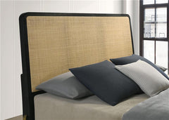 Arini Rattan Eastern King Panel Bed Black and Natural - 224330KE