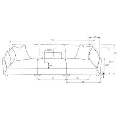 Sasha 3-Piece Upholstered Sofa Barely Black - 551681-SETB