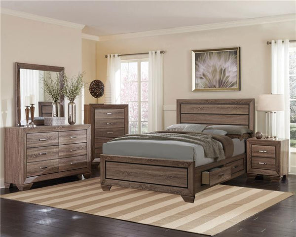 Kauffman Wood Eastern King Storage Panel Bed Washed Taupe - 204190KE