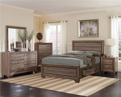 Kauffman Wood Eastern King Storage Panel Bed Washed Taupe - 204190KE