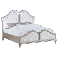 Evangeline Wood Eastern King LED Panel Bed Silver Oak - 223391KE