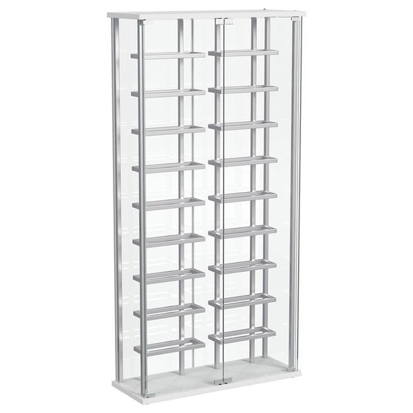 Montara Tempered Glass Wine Storage Display Curio Cabinet with LED Lighting Chrome - 182037