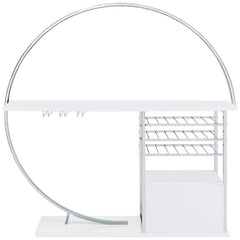 Risley 2-door Circular LED Home Bar with Wine Storage White High Gloss - 182798