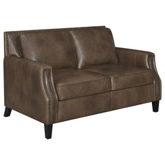 Leaton 2-piece Upholstered Recessed Arm Sofa Set Brown Sugar - 509441-S2
