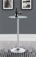 Abiline Glass Top Round Bar Table Chrome - 120341