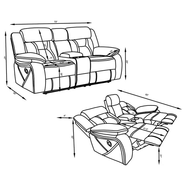 Higgins 2-piece Upholstered Motion Reclining Sofa Set Grey - 602261-S2