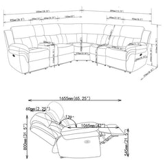 Bahrain 6-piece Modular Power Reclining Sectional Charcoal - 609540P