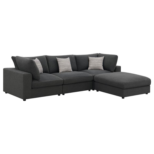 Serene 4-piece Upholstered Modular Sectional Sofa Charcoal - 551324-SETB