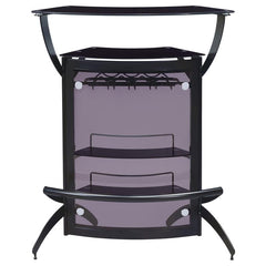 Dallas 2-shelf Home Bar Smoked and Black Glass - 182135