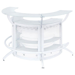 Dallas 2-shelf Curved Home Bar White and Frosted Glass (Set of 3) - 182136-S3