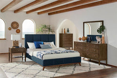 Charity Upholstered Eastern King Panel Bed Blue - 300626KE