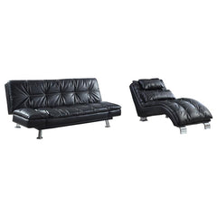 Dilleston Faux Leather Upholstered Tufted Chaise Black - 550075