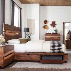 Winslow Wood Queen Storage Panel Bed Smokey Walnut - 223250SQ