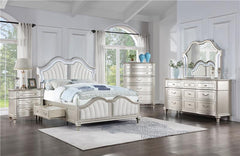 Evangeline Eastern King LED Storage Panel Bed Silver Oak - 223390KE