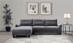 Caspian Upholstered Curved Arm Chaise Sectional Sofa Grey - 509540