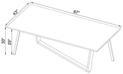 Mayer Rectangular Dining Table Faux White Marble and Gunmetal - 193781